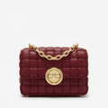Burgundy braided mini bag front view