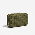 Olive braided clutch front view