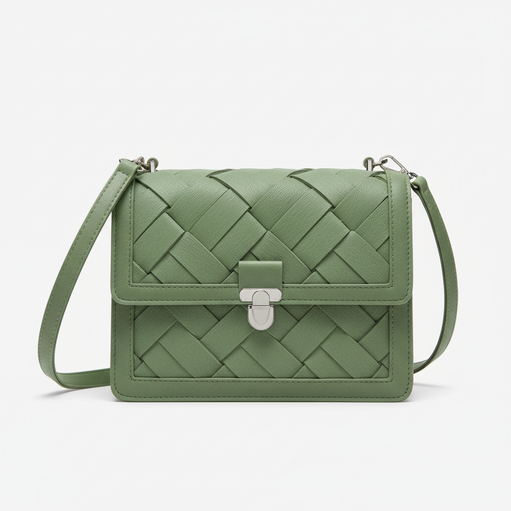 Sage braided satchel front view