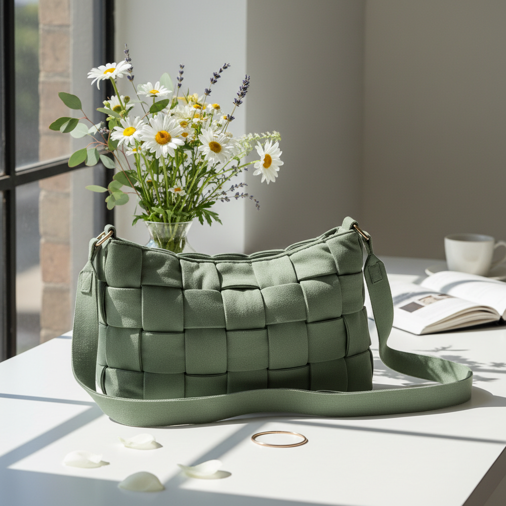 Sage braided satchel lifestyle shot